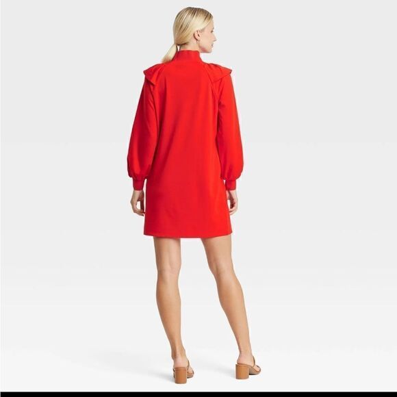 Womens Long Sleeve Sheath Dress - Who What Wear - Red - Picture 2 of 5